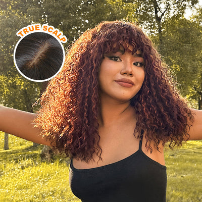 Fresh Vibes | Messy Curly True Scalp Bang Wig 18 inch