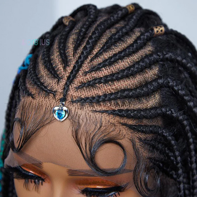 Cornrow Water Wave 13x4 Lace Frontal Wig-04