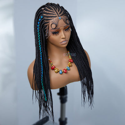 Cornrow Water Wave 13x4 Lace Frontal Wig-05