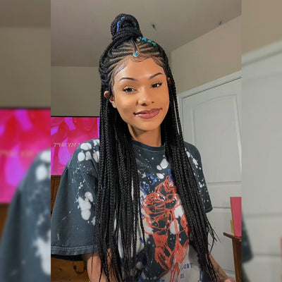 Cornrow Water Wave 13x4 Lace Frontal Wig-02