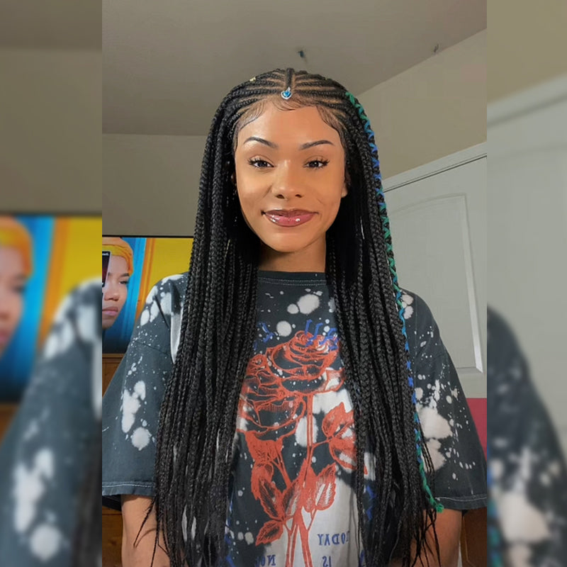 Cornrow Water Wave 13x4 Lace Frontal Wig-01