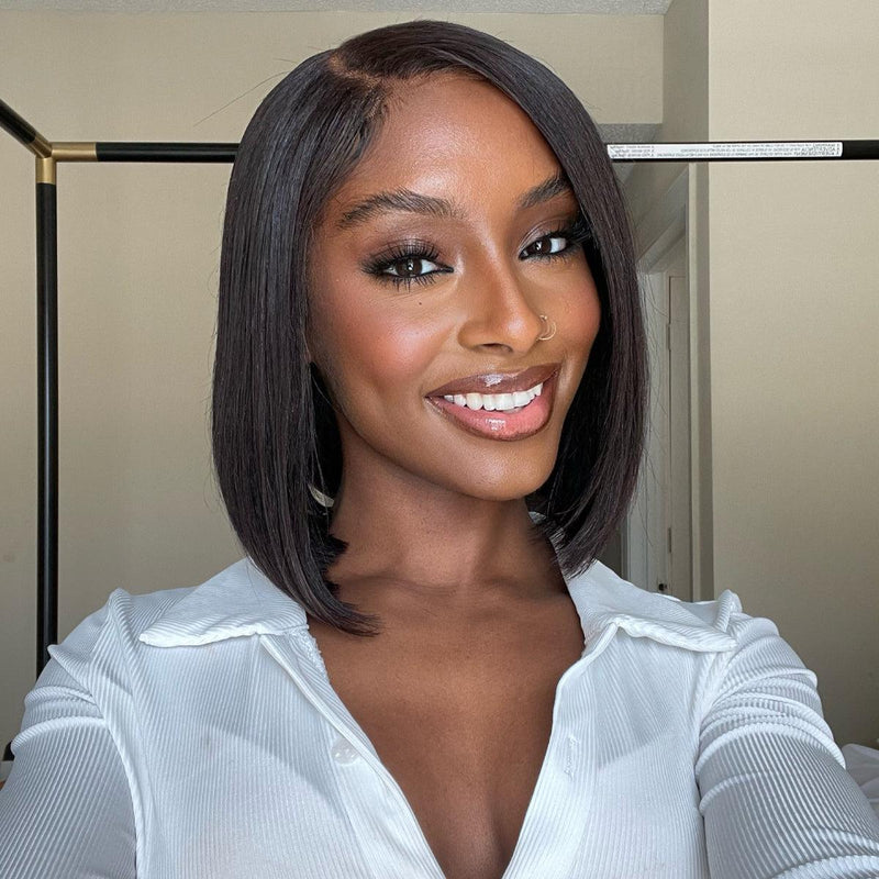 Bone Straight Short Bob Advanced T-Shape Lace Wig-03