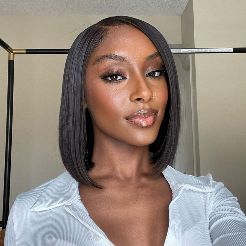 Bone Straight Short Bob Advanced T-Shape Lace Wig-04