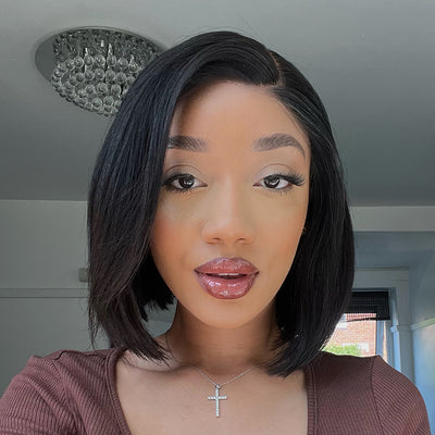 Bone Straight Short Bob Advanced T-Shape Lace Wig-02