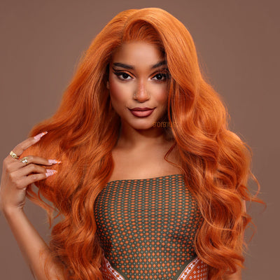 The Little Mermaid | Ginger Orange Loose Wave Premium Fiber Lace Frontal Wig-01