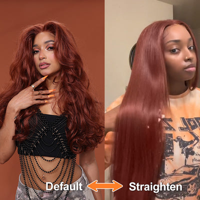 Vintage Red | Trendy Layered Orange Brown Style Archive Premium Fiber Wig-05