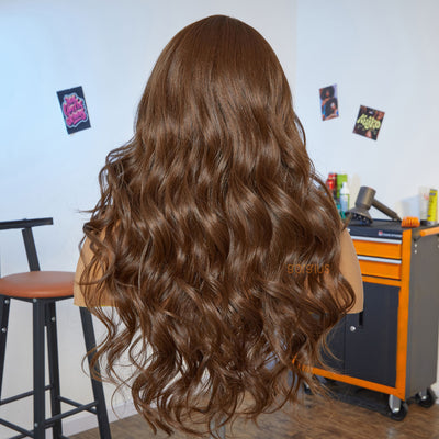 Choco Breeze | Salon Blowout Brown Body Wave Premium Fiber Lace Frontal Wig-04