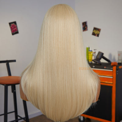 Handsome Bossy | #613 Blonde Layered Cut Silky Straight Premium Fiber Lace Frontal Wig-04
