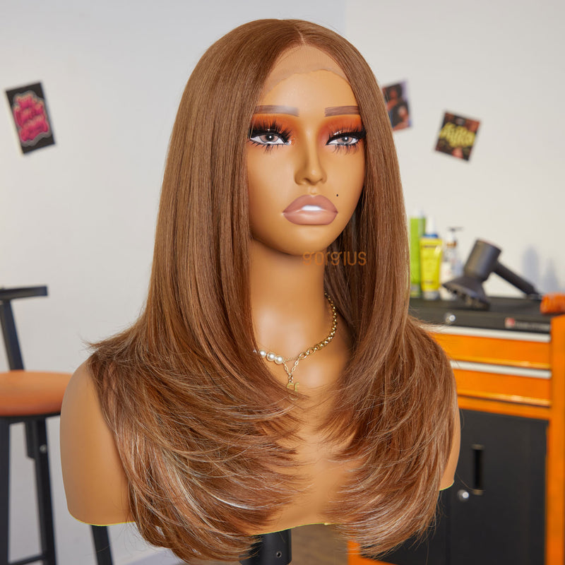 Sun Kissed| 90s Silky & Soft Blonde Highlight Straight Pre-Plucked Premium Fiber Wig-02