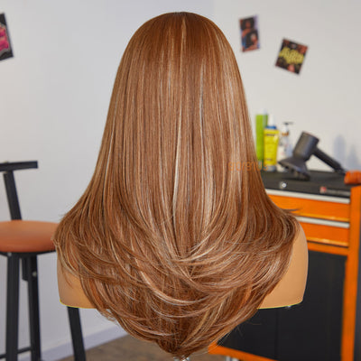 Sun Kissed| 90s Silky & Soft Blonde Highlight Straight Pre-Plucked Premium Fiber Wig-04