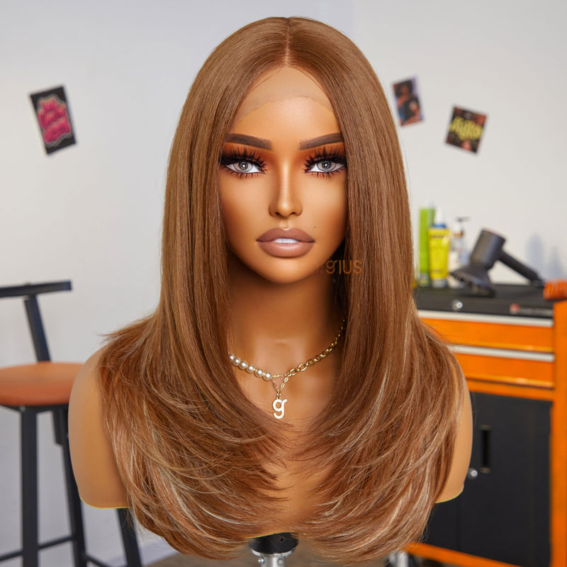 Sun Kissed| 90s Silky & Soft Blonde Highlight Straight Pre-Plucked Premium Fiber Wig-01