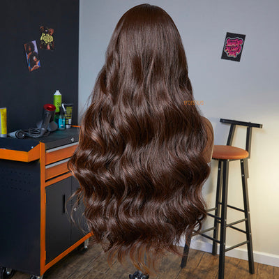 Fiery Touch | Salon Blowout Orange Highlight Premium Fiber Lace Frontal Wig-04