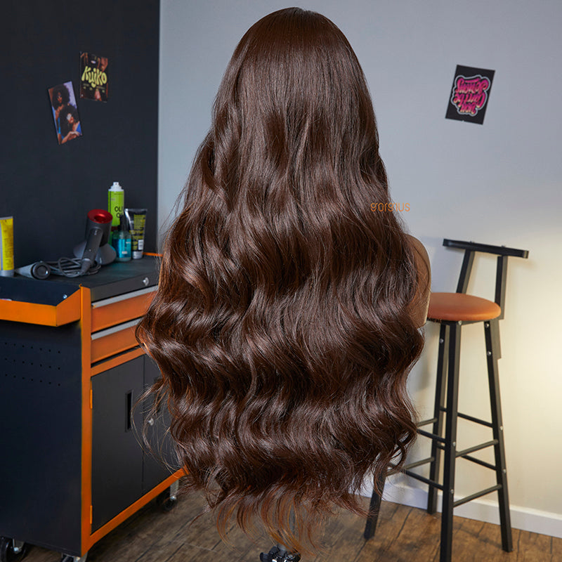 Fiery Touch | Salon Blowout Orange Highlight Premium Fiber Lace Frontal Wig-04