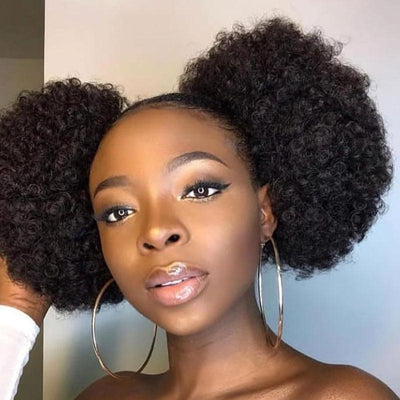 Natural Black Afro Curly Human Hair Puff-02