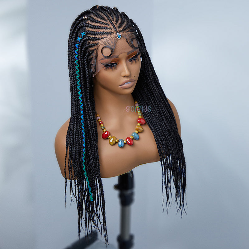 Cornrow Water Wave 13x4 Lace Frontal Wig