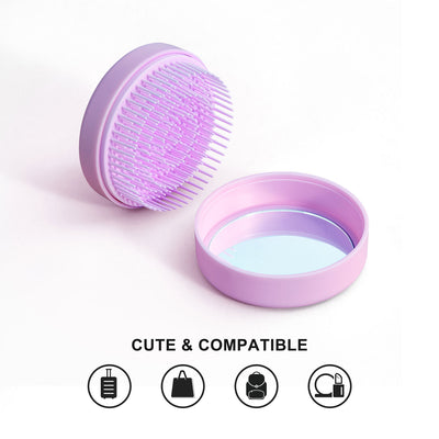Travel-with Hairbrush with Mirror Compacted
