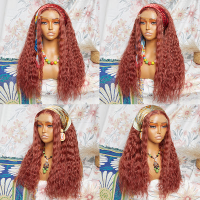 Mahogany Wave | 4X4 Lace Reddish Brown Water Wave  Bohemian Style Wig