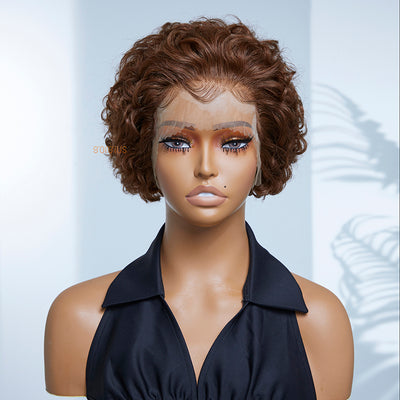 Gorgius Chestnut Brown Bouncy Curl 13*4 Compact Lace Wig