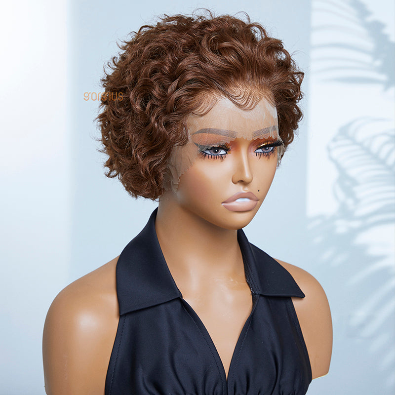 Gorgius Chestnut Brown Bouncy Curl 13*4 Compact Lace Wig