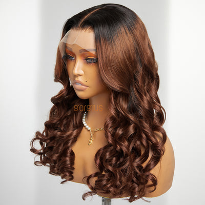 Spiral Curl Ombre Auburn 13x4 Lace Front Wig