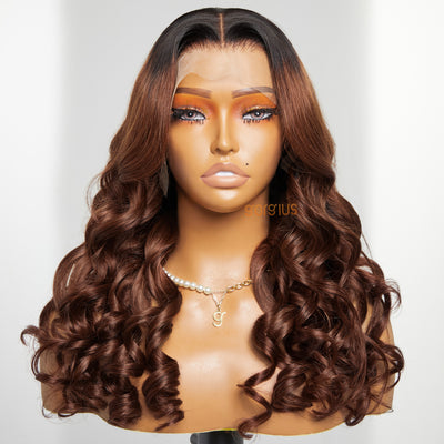 Spiral Curl Ombre Auburn 13x4 Lace Front Wig