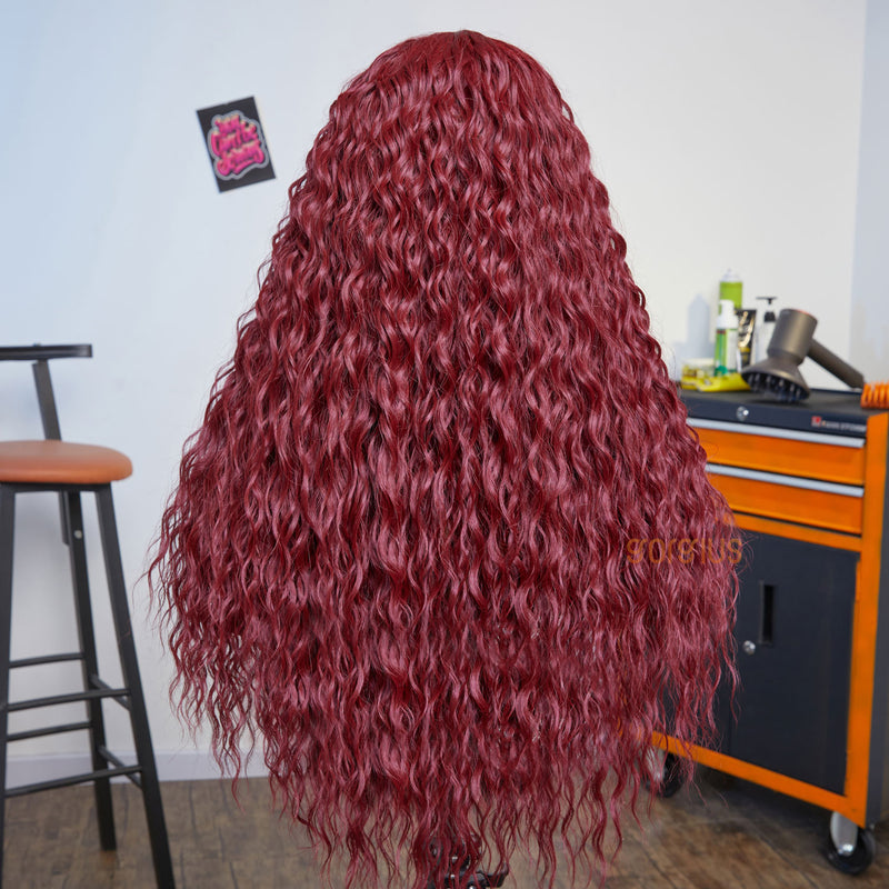 Magenta Splash | New Trend Burgundy Mid Part Style Archive Premium Fiber Curly Wig