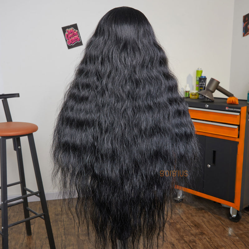 Wavy Breeze | Extra Long Realistic Natural Black Style Archive Premium Fiber Lace Frontal Wig