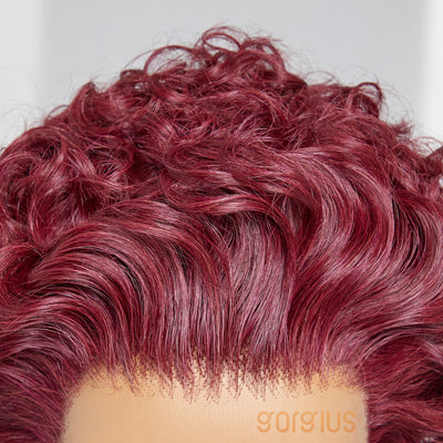 Gorgius Burgundy Color Bouncy Curl 13*4 Compact Lace Wig