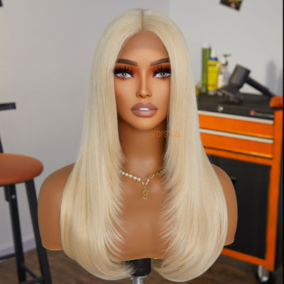 Handsome Bossy | #613 Blonde Layered Cut Silky Straight Premium Fiber Lace Frontal Wig
