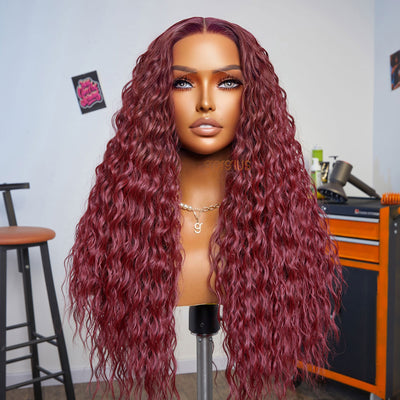 Magenta Splash | New Trend Burgundy Mid Part Style Archive Premium Fiber Curly Wig