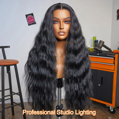 Wavy Breeze | Extra Long Realistic Natural Black Style Archive Premium Fiber Lace Frontal Wig