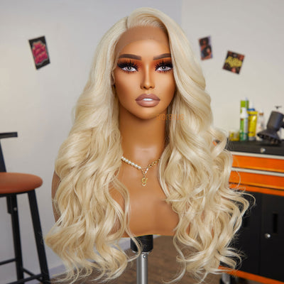 #613 Luxurious Doll | Salon Blowout Blonde Body Wave Premium Fiber Lace Frontal Wig