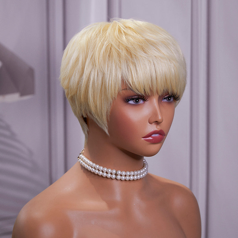 Gorgius Blonde Color Pixie Cut 3-Step Dressing Wig With Bang